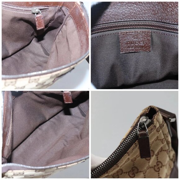 GUCCI GG Canvas Shoulder Bag Beige Silver - Picture 13 of 14